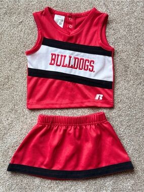 Russell Georgia Bulldogs Cheerleader Outfit 2 Piece Set 12M Red Black Game Day